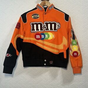 JH Design OrangeM&M #38 Yates Kids Vtg Jacket Nascar Racing Youth L or XS/S Wms.